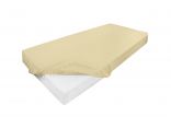 Prześcieradło jersey z laycrą 180x200 + 30 cm z gumką kremowe lycra